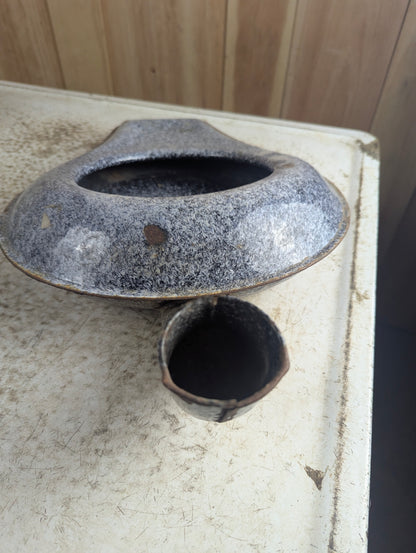 Vintage Speckled Enamelware Bedpan - view 2