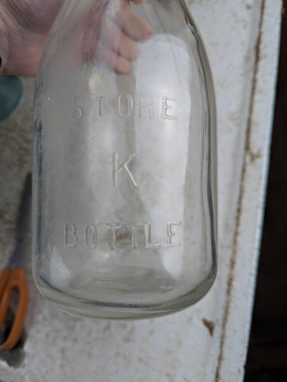 Vintage Store K 5 Cent Quart Milk Bottle - view 2