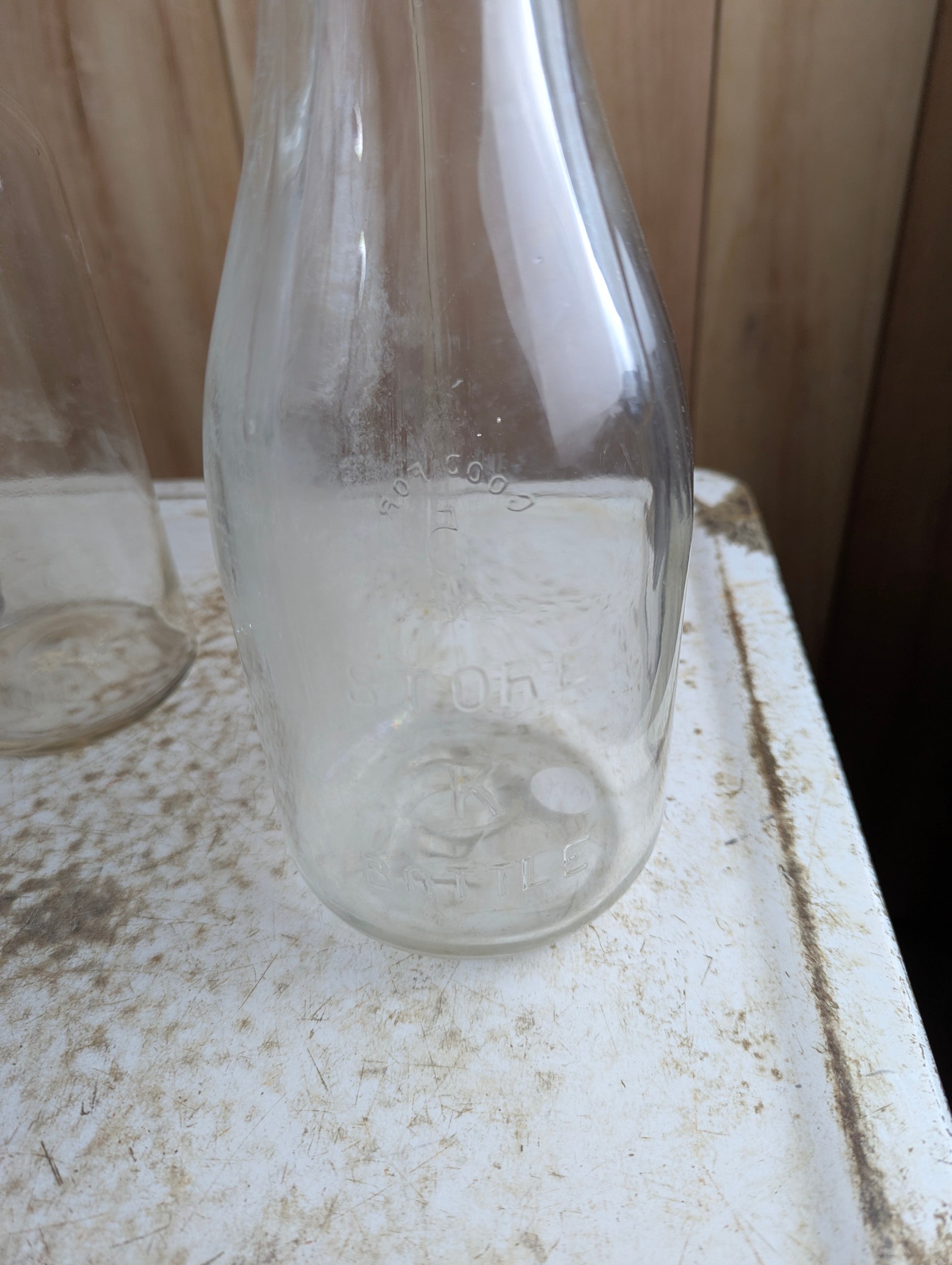 Vintage Store K 5 Cent Quart Milk Bottle - view 5