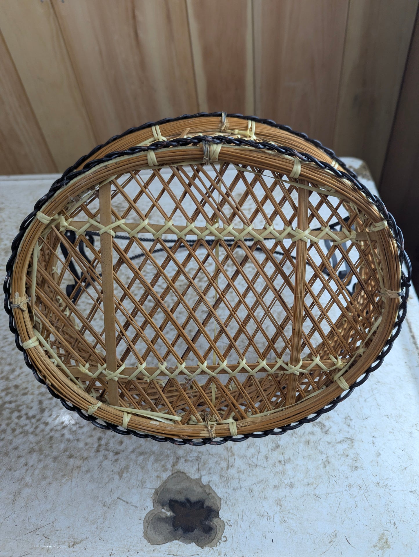 Vintage Style Woven Basket With Metal Handle - view 3