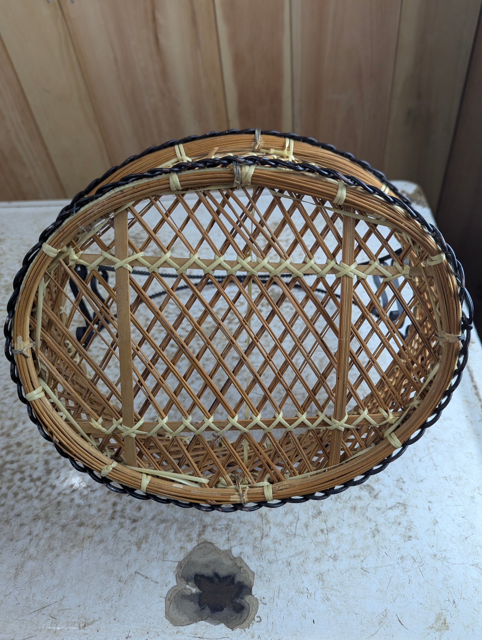 Vintage Style Woven Basket With Metal Handle - view 3