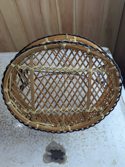 Vintage Style Woven Basket With Metal Handle - view 3