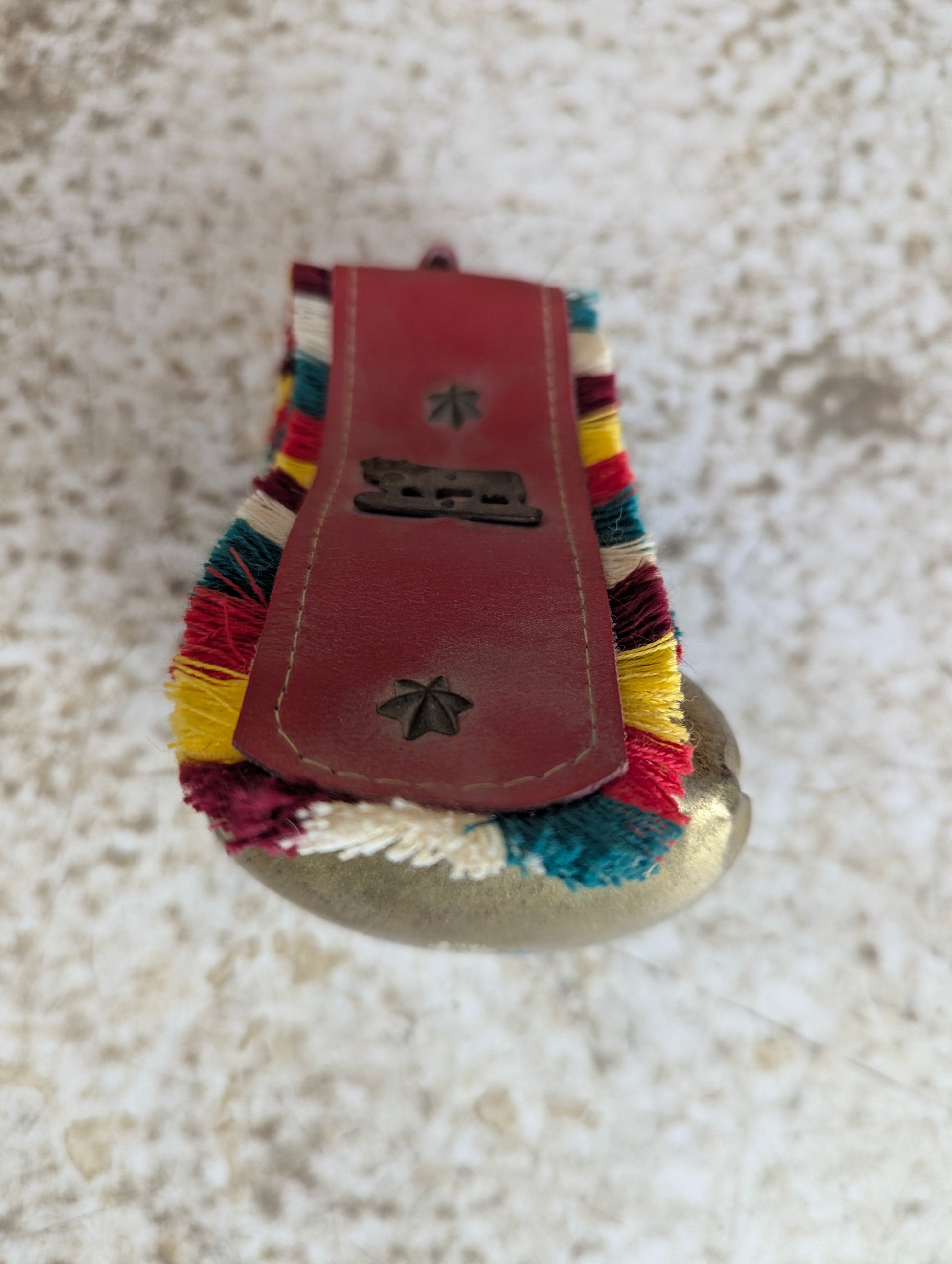 Vintage Swiss Cow Bell 4" wide With Strap - view 3