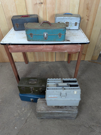 Vintage Tackle Boxes with assorted tackle