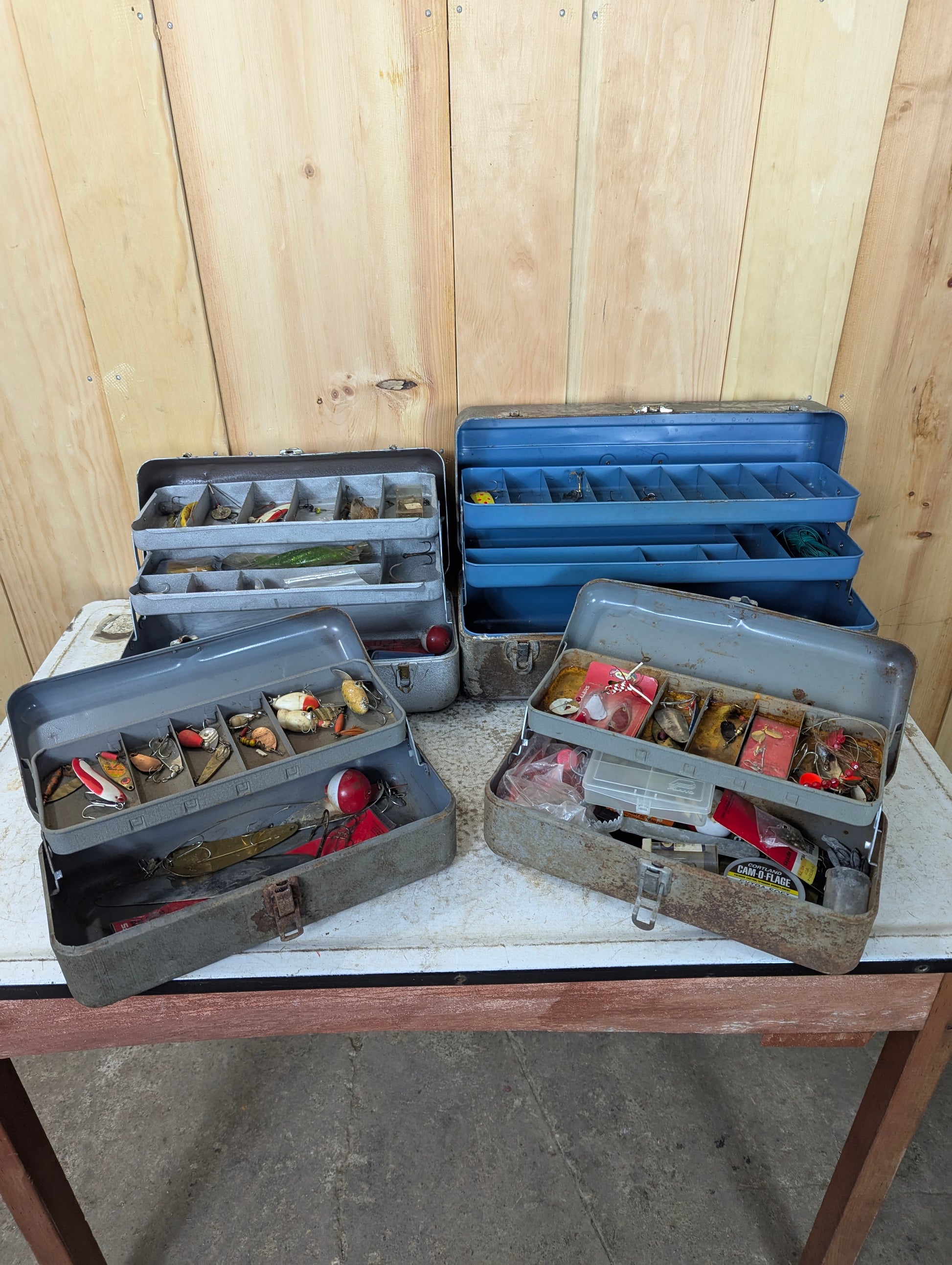 Vintage Tackle Boxes with assorted tackle