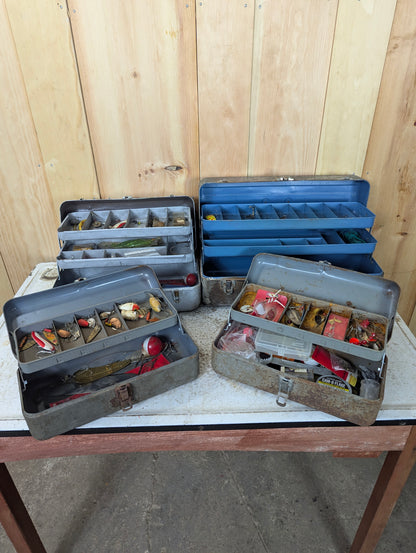 Vintage Tackle Boxes with assorted tackle - view 2