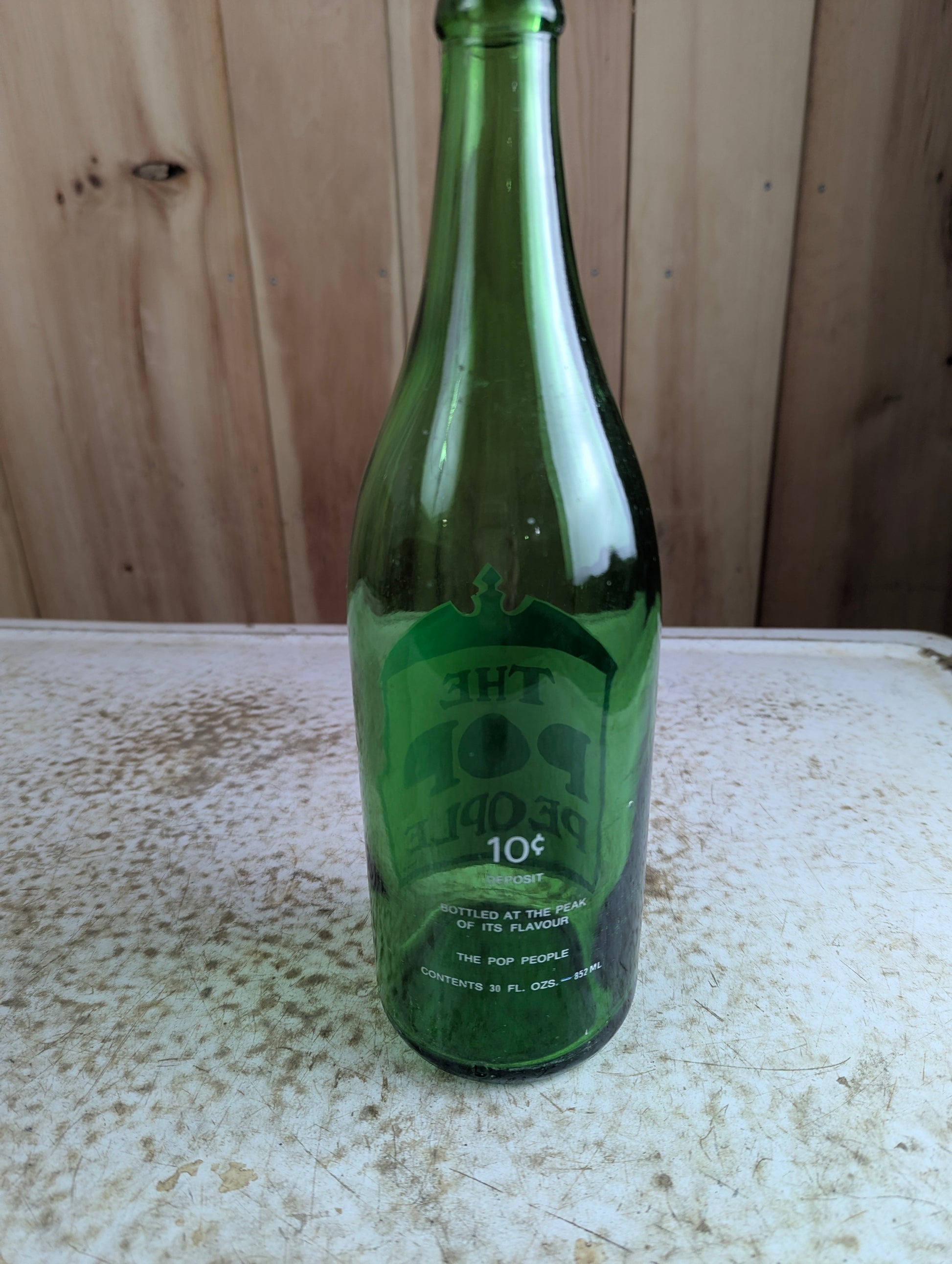 Vintage The Pop People Green Glass 30 oz Soda Bottle - view 2