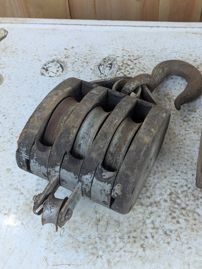 Vintage Triple Pulleys - view 2