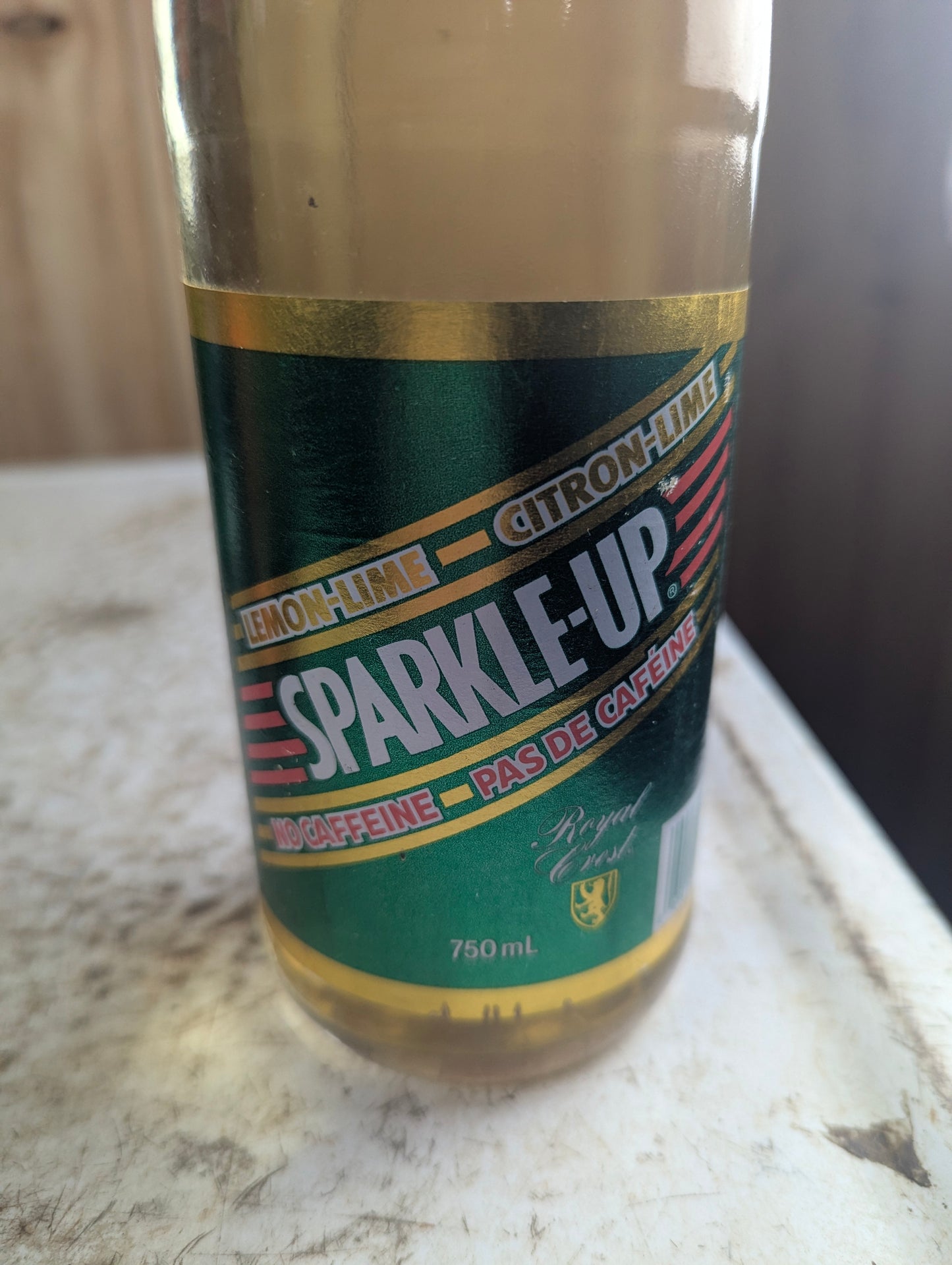 Vintage Unopened 750mL Royal Crown Sparkle-Up Clear Glass Paper Label Soda Bottle - view 2