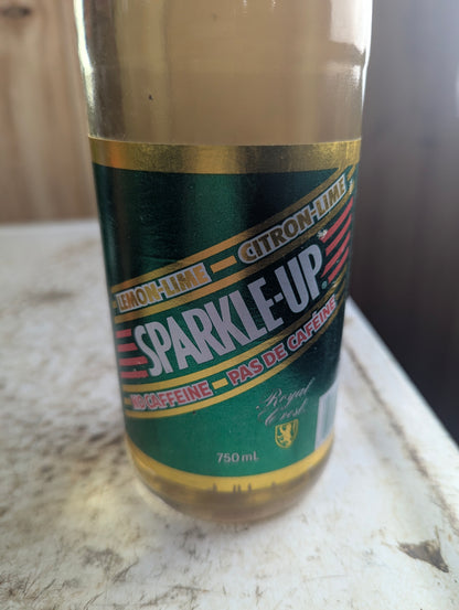 Vintage Unopened 750mL Royal Crown Sparkle-Up Clear Glass Paper Label Soda Bottle - view 2