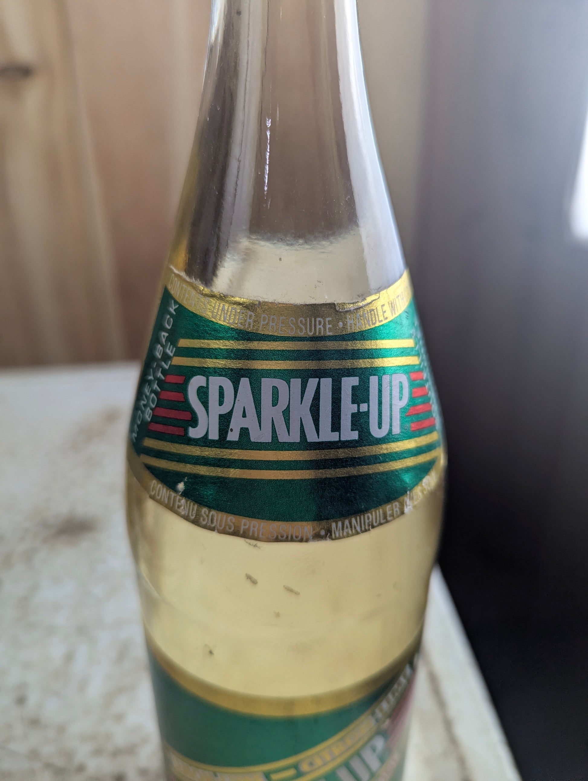 Vintage Unopened 750mL Royal Crown Sparkle-Up Clear Glass Paper Label Soda Bottle - view 3