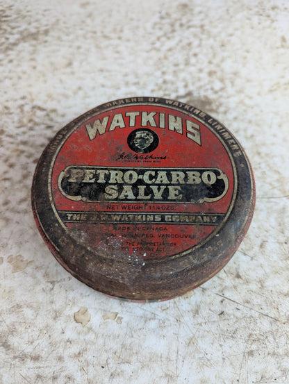 Vintage Watkins Petro-Carbo Salve Tin