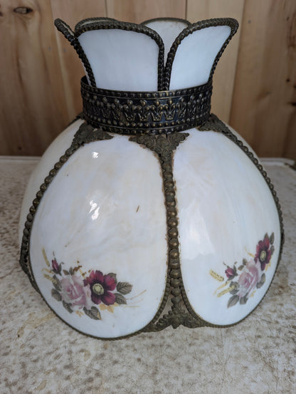 Vintage White Slag Glass Lamp Shade