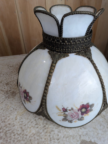 Vintage White Slag Glass Lamp Shade - view 5