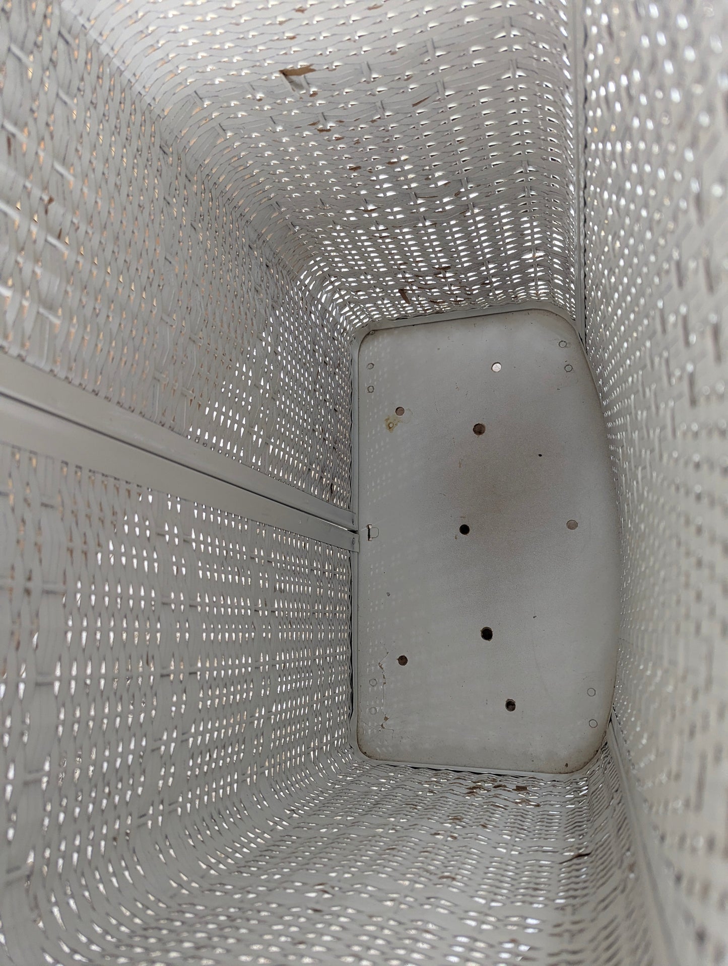 Vintage White Wicker Hamper with Lid - view 2