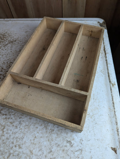 Vintage Wood Cutlery Holder - view 2