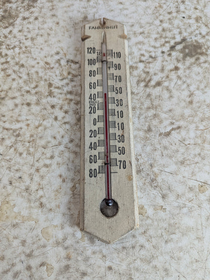Vintage Wood Fahrenheit Thermometer