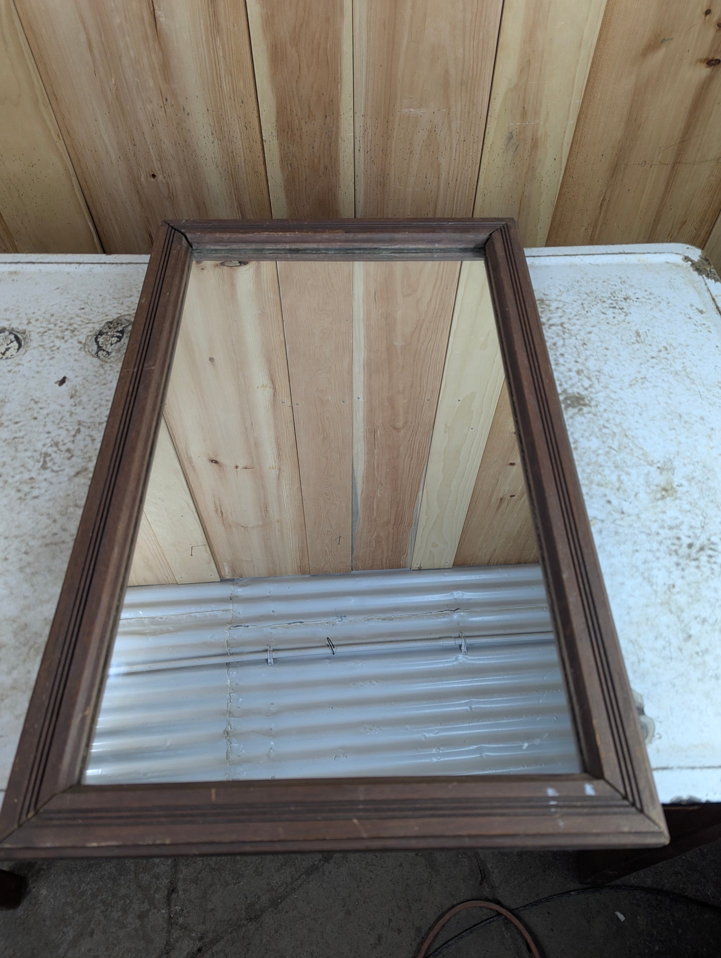 Vintage Wood Framed Mirror