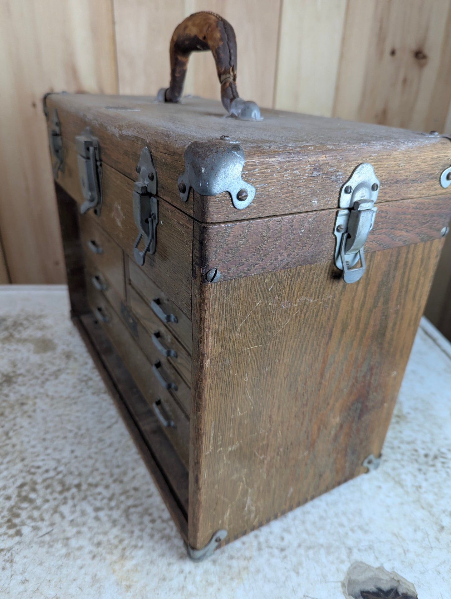 Vintage Wood Union Machinist Tool Chest Box - No Front - view 10