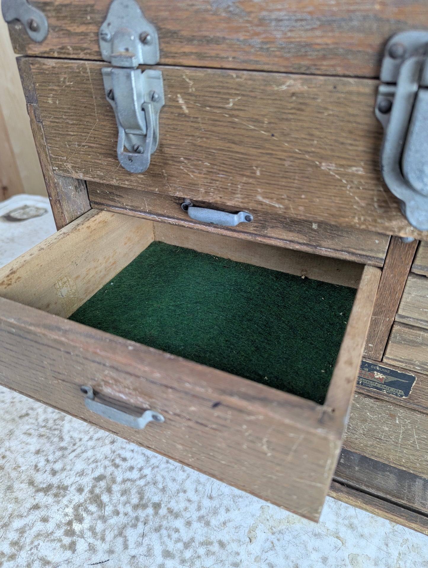 Vintage Wood Union Machinist Tool Chest Box - No Front - view 4