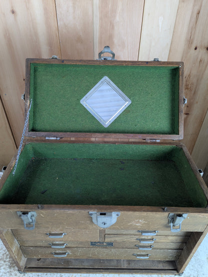 Vintage Wood Union Machinist Tool Chest Box - No Front - view 5