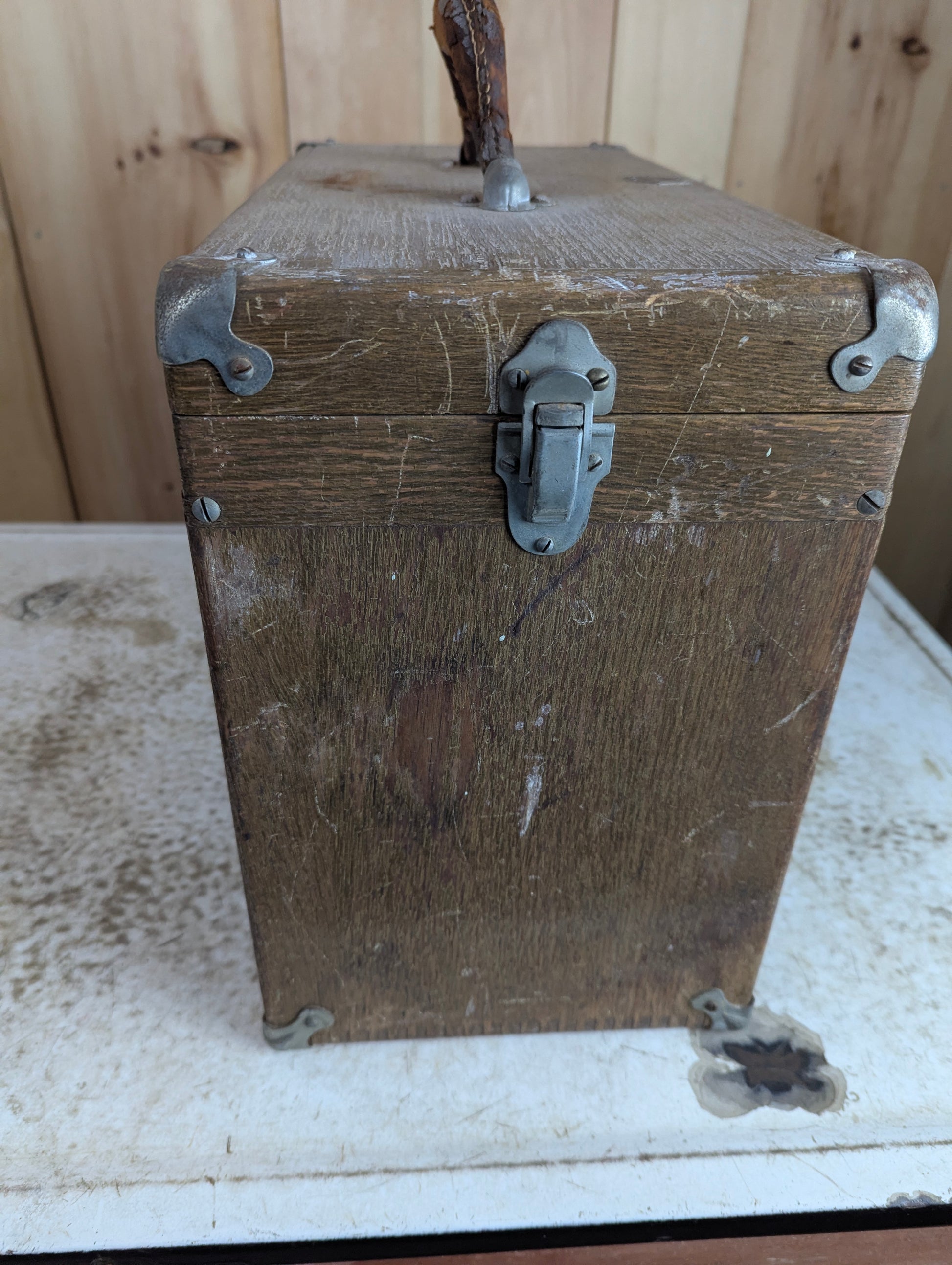 Vintage Wood Union Machinist Tool Chest Box - No Front - view 8