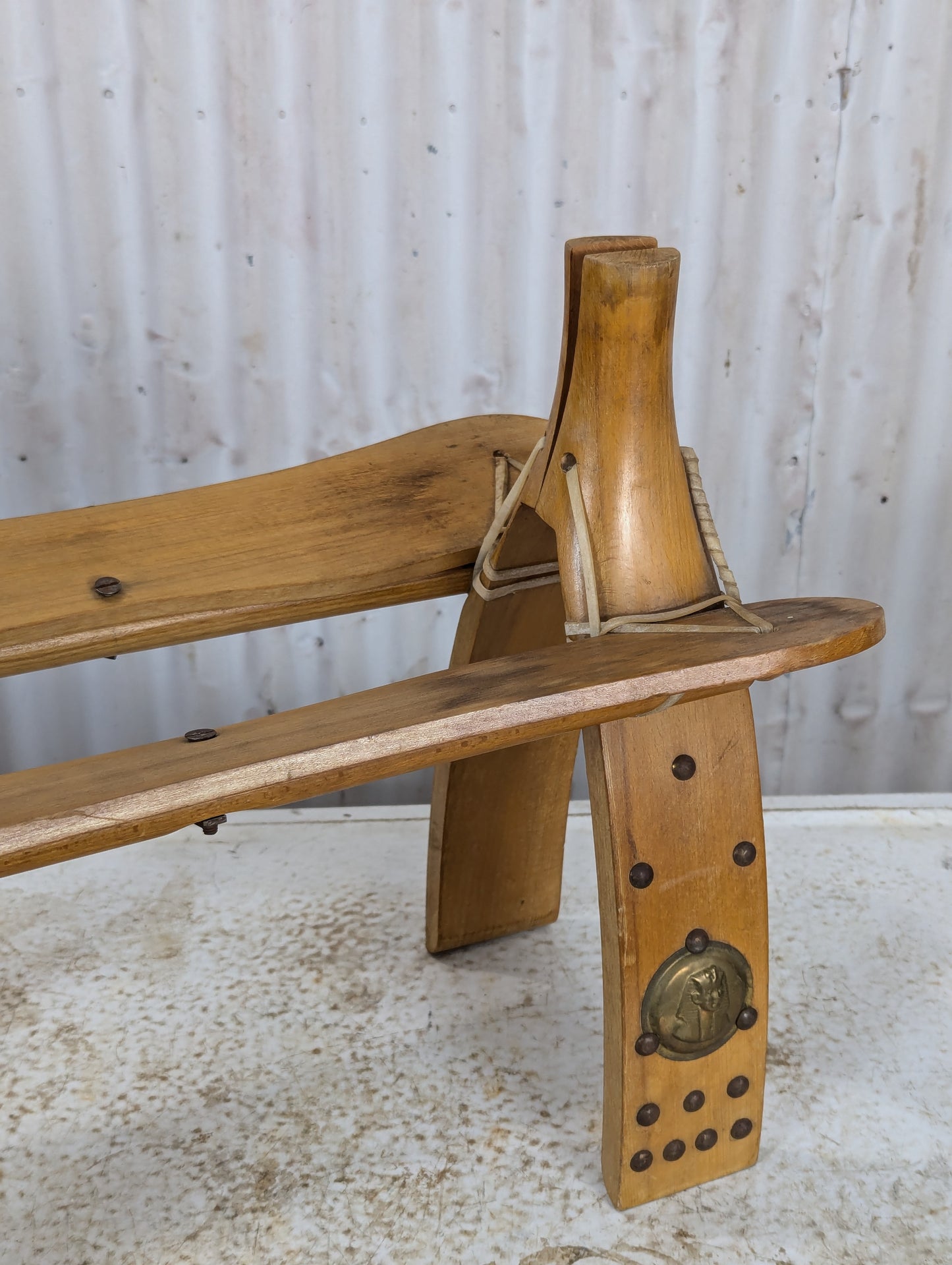 Vintage Wooden Camel Saddle Foot Stool - view 2