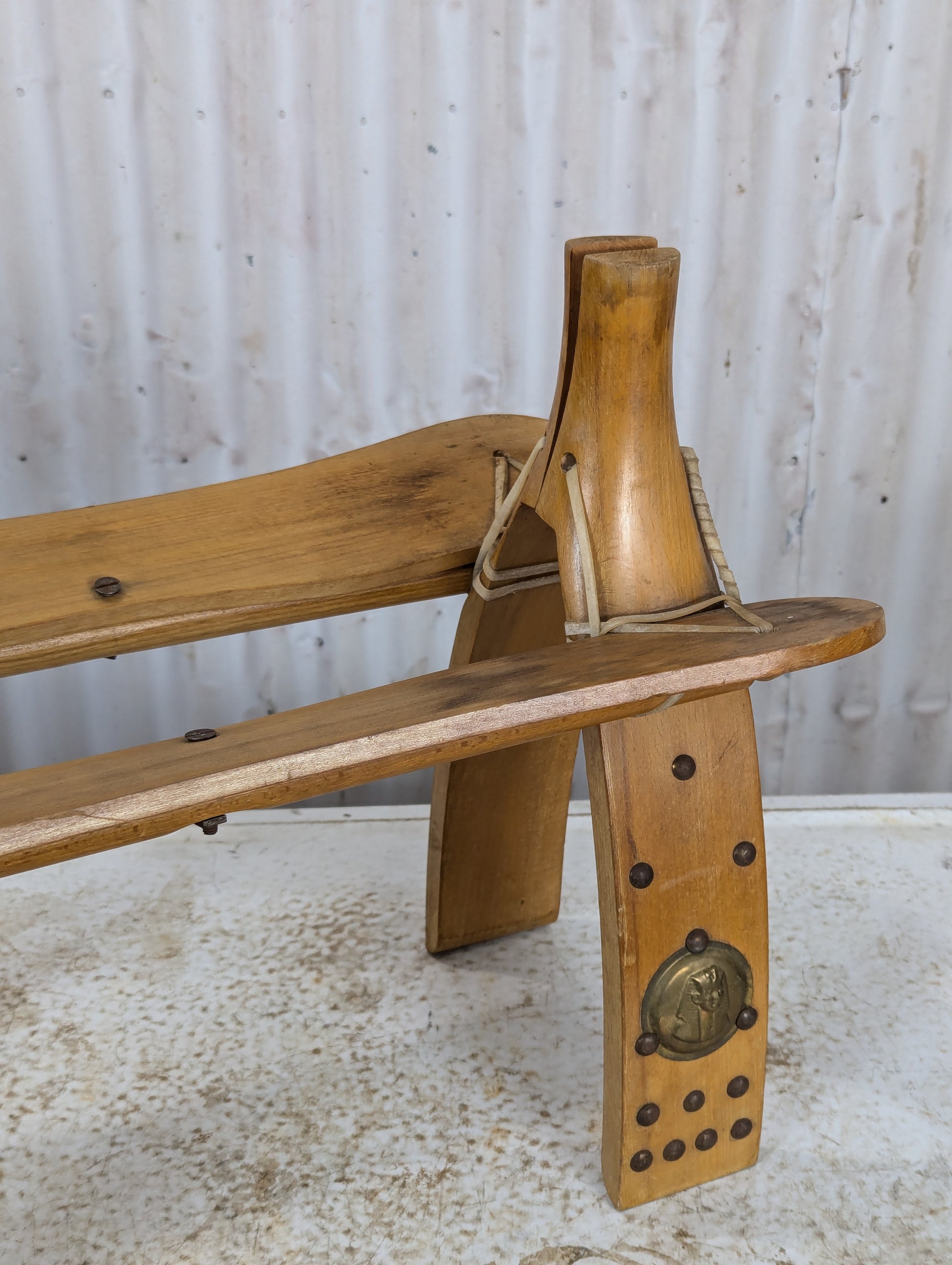 Vintage Wooden Camel Saddle Foot Stool - view 2