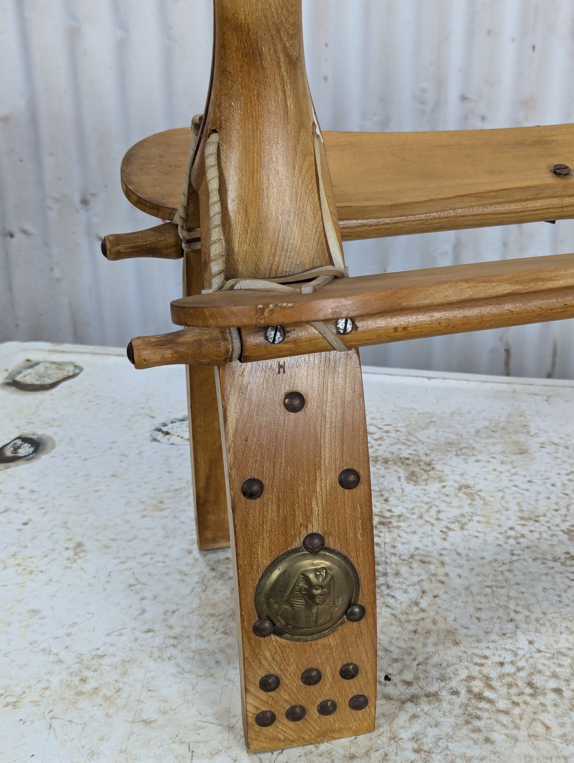 Vintage Wooden Camel Saddle Foot Stool - view 3