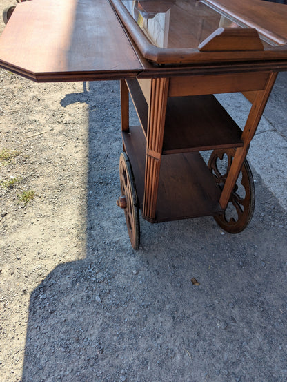 Vintage Wooden Tea Wagon with Removable Tray - view 6