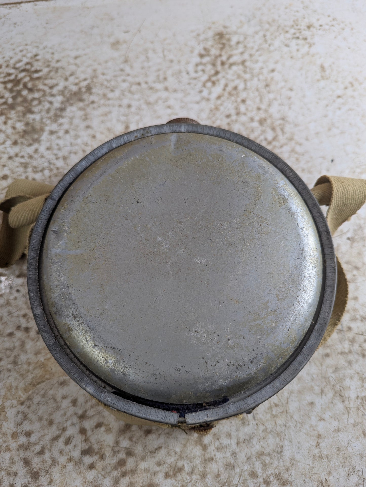 Vintage Wool Padded Galvanised Water Canteen with Carrying Strap - view 3