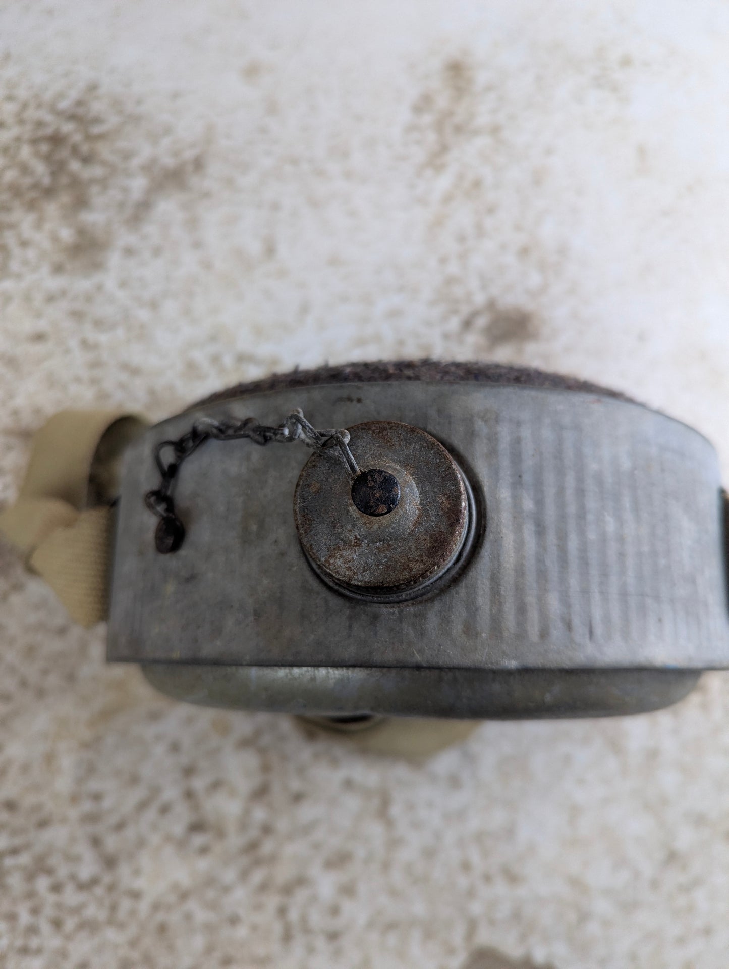 Vintage Wool Padded Galvanised Water Canteen with Carrying Strap - view 4