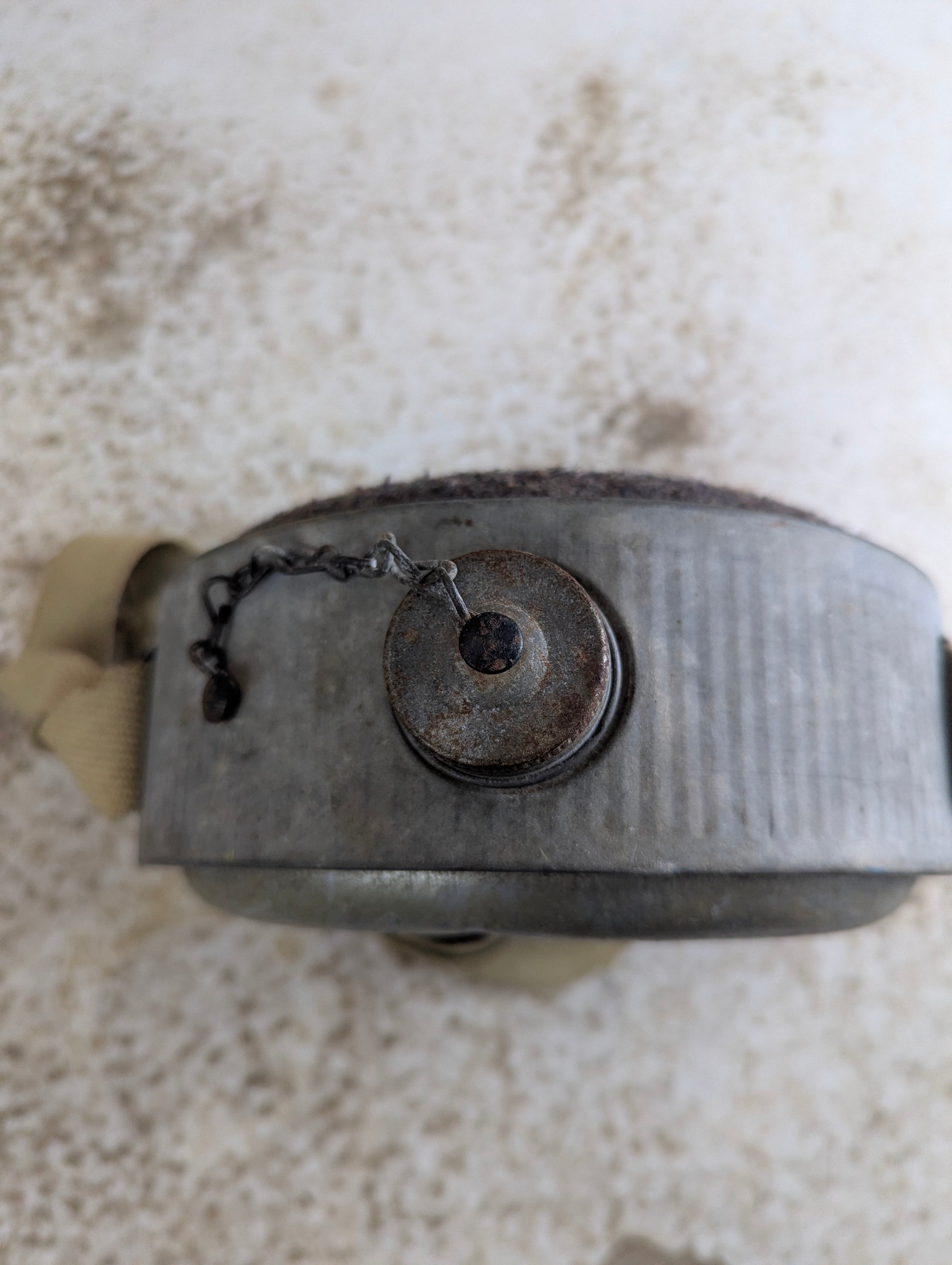 Vintage Wool Padded Galvanised Water Canteen with Carrying Strap - view 4