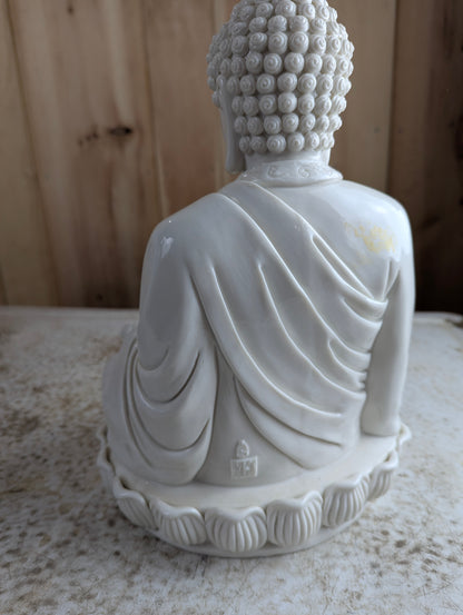 White Porcelain Shakyamuni Abhya Mudra Buddha Statue - view 2