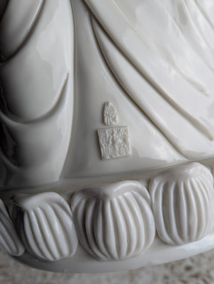 White Porcelain Shakyamuni Abhya Mudra Buddha Statue - view 3