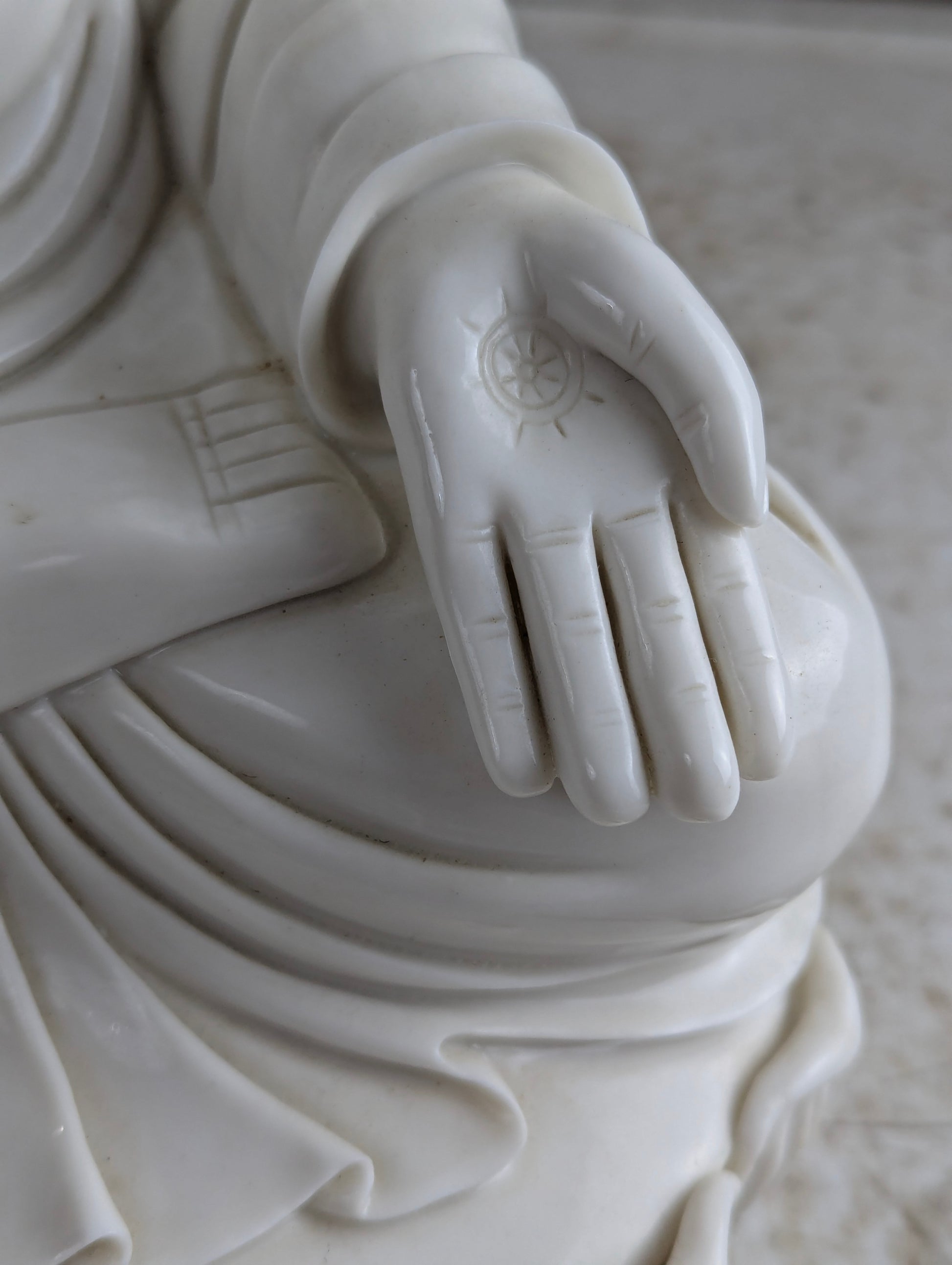 White Porcelain Shakyamuni Abhya Mudra Buddha Statue - view 6