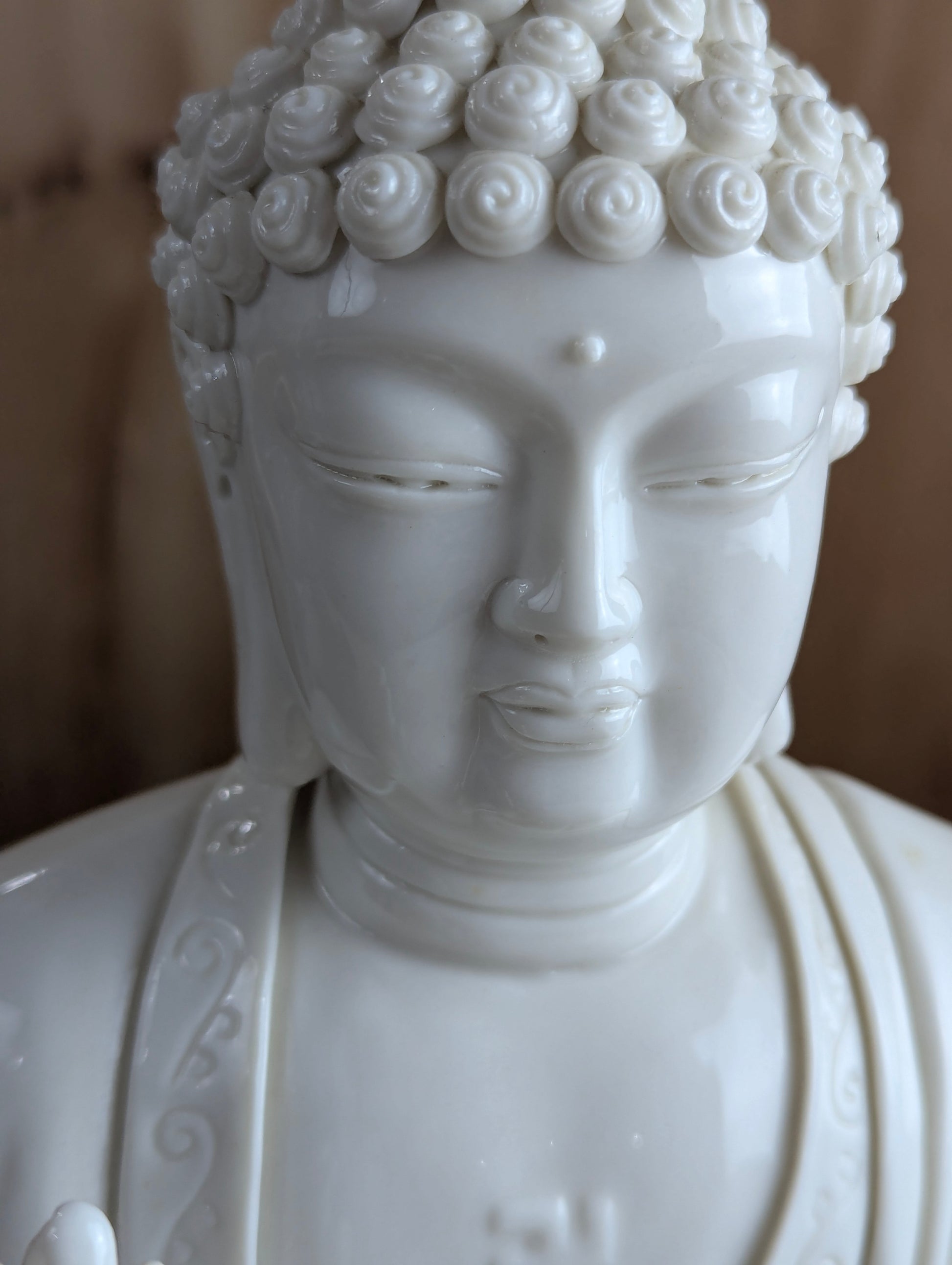 White Porcelain Shakyamuni Abhya Mudra Buddha Statue - view 7
