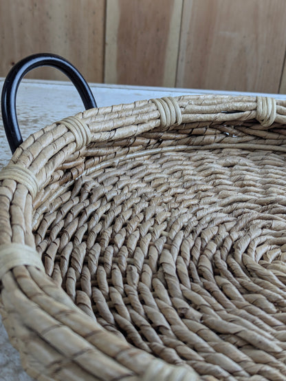 Wicker Woven 15" Serving Tray with Metal Handles - view 2