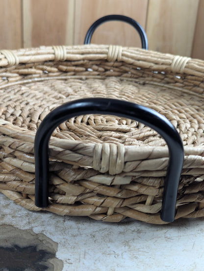 Wicker Woven 15" Serving Tray with Metal Handles - view 3