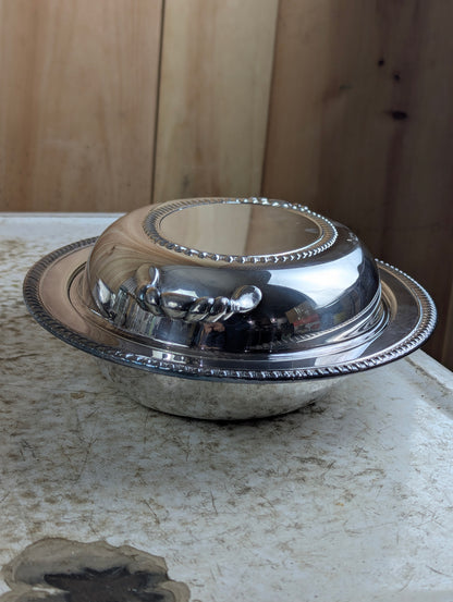 William A Rogers Silver Plated Brass Oval Entree Chafing Server with Ovenware Glass Insert