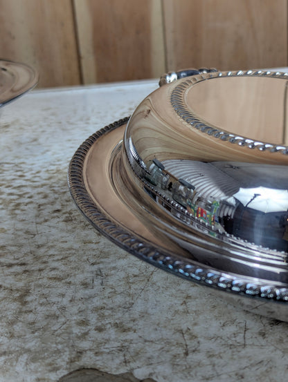 William A Rogers Silver Plated Brass Oval Entree Chafing Server with Ovenware Glass Insert - view 2