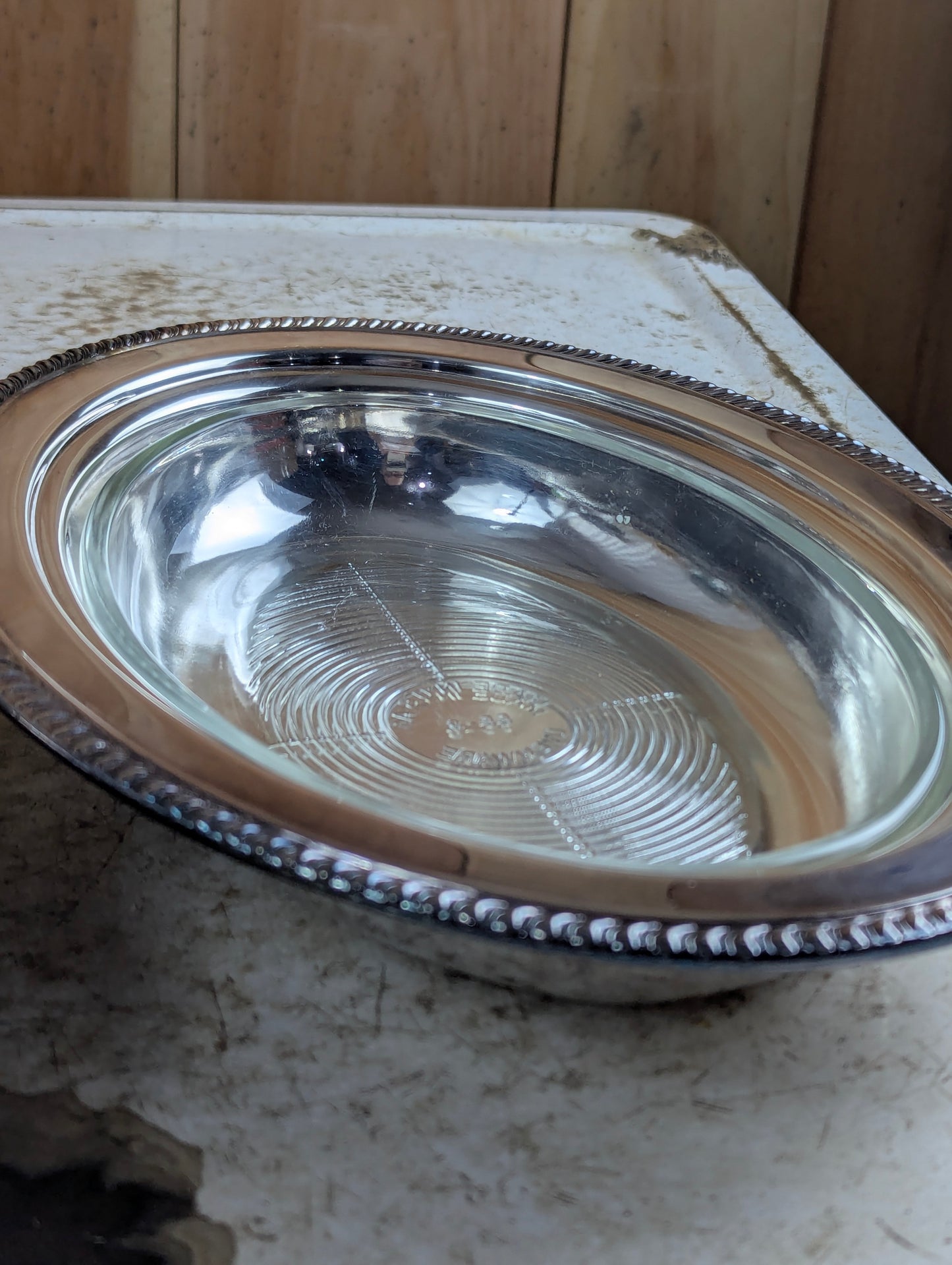 William A Rogers Silver Plated Brass Oval Entree Chafing Server with Ovenware Glass Insert - view 3