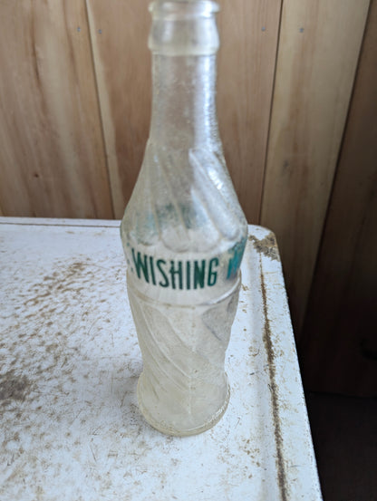 Wishing Well 11oz Swirl with Green Text Soda Bottle