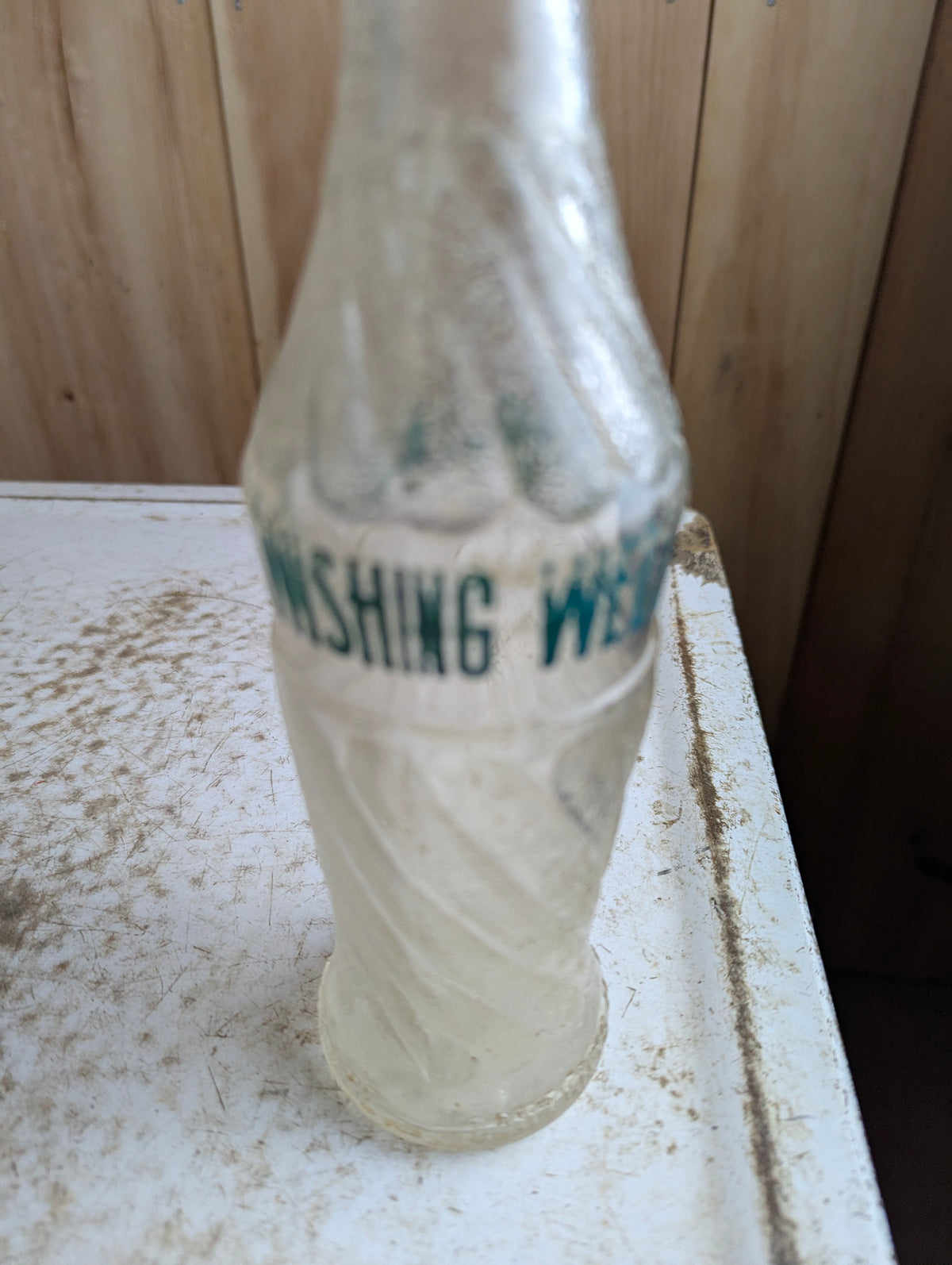 Wishing Well 11oz Swirl with Green Text Soda Bottle - view 2