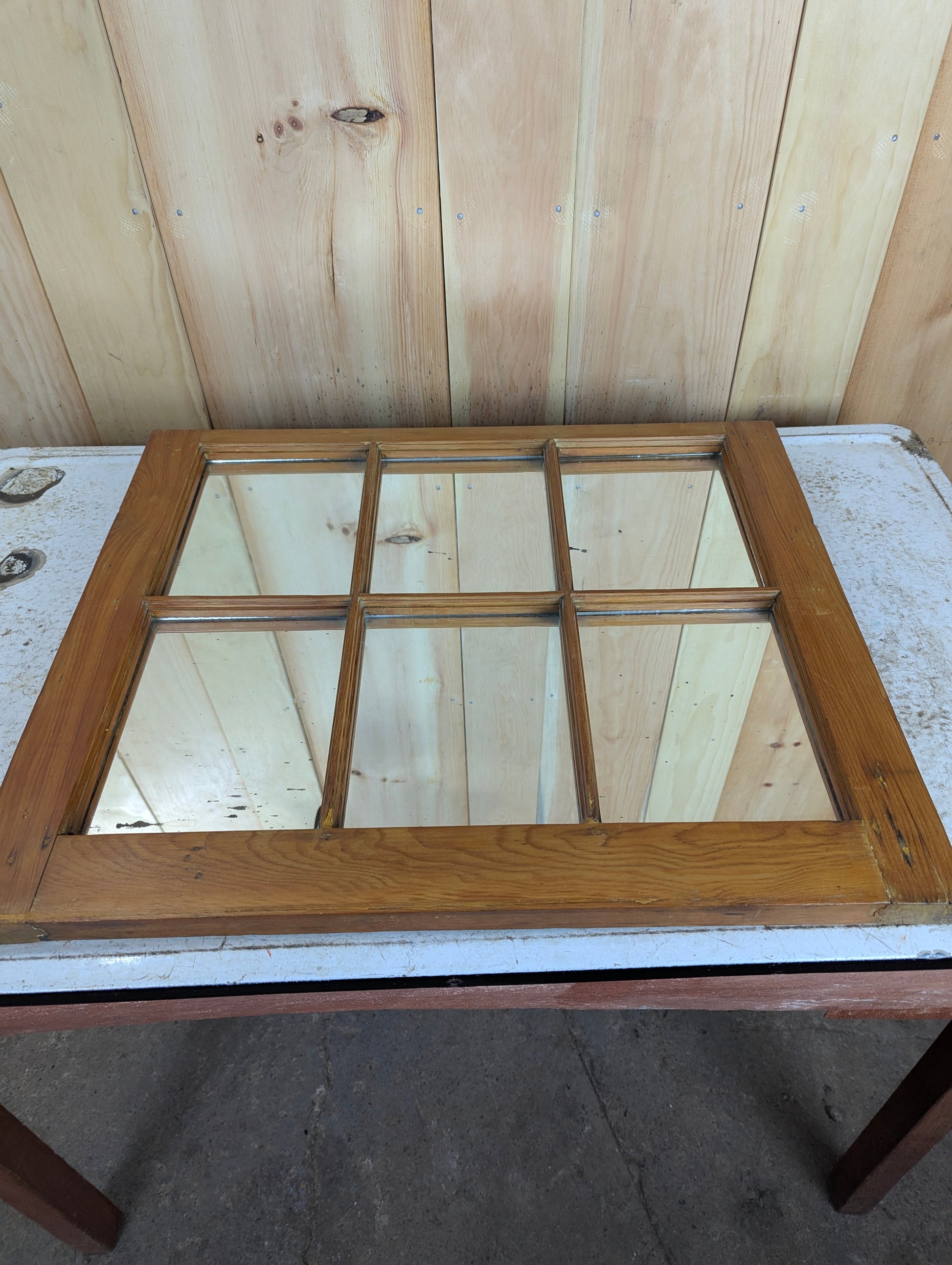 Wooden Framed 6 Paned Mirror