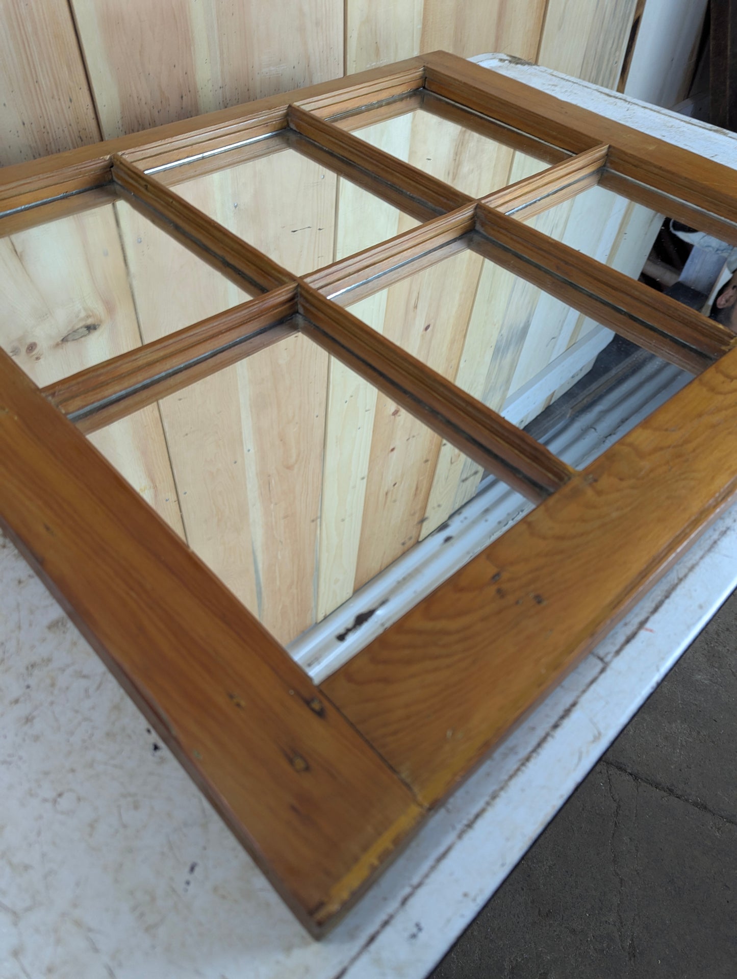 Wooden Framed 6 Paned Mirror - view 2