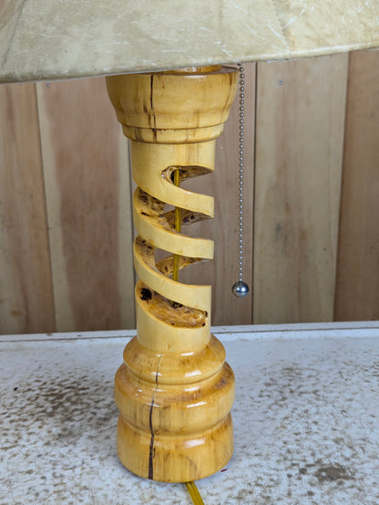 Wooden Spiral Hand Churned Table Lamp with Shade - view 3
