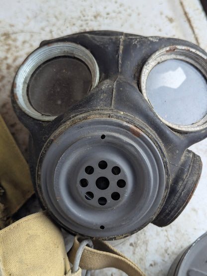 WW2 1943 Named Canadian Military Mk II Light Gas Mask Respirator in Carrier - view 3