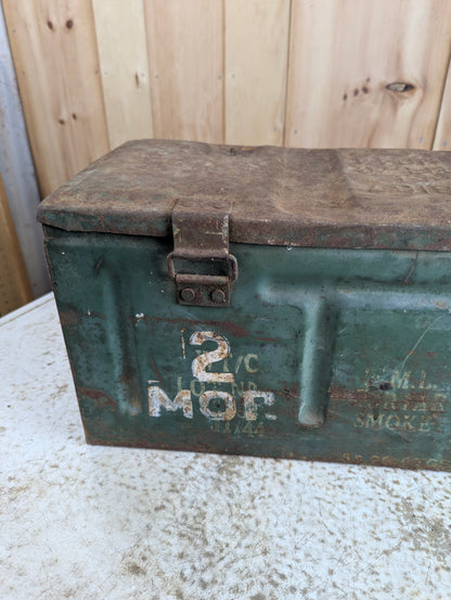 WW2 1944 2" Smoke Mortar Shell Military Ammunition Crate Box - view 5