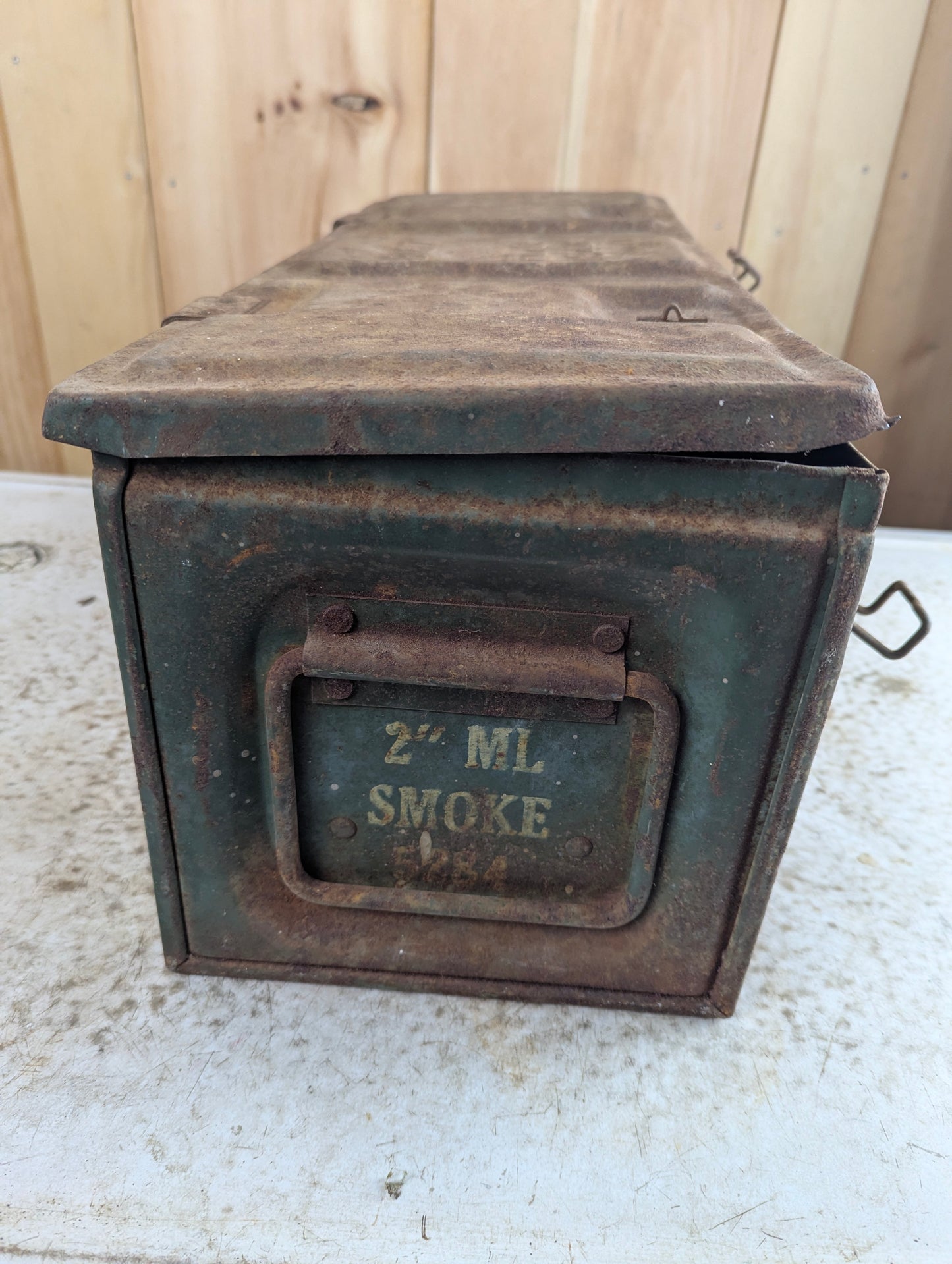 WW2 1944 2" Smoke Mortar Shell Military Ammunition Crate Box - view 7